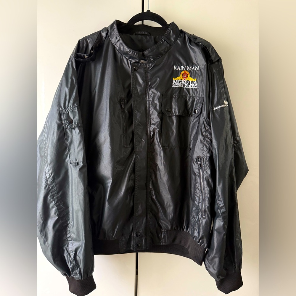 Vintage Black Nylon MGM UA Home Video RAIN MAN windbreaker Jacket xl